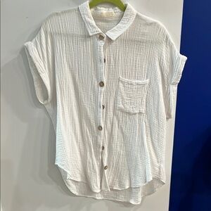 Just Living White Button Down Shirt